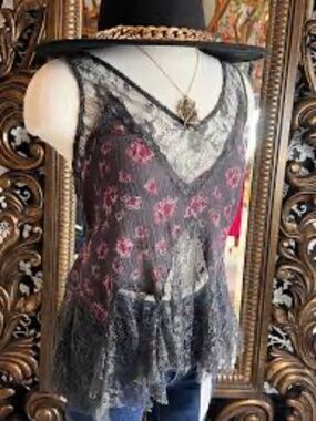 Free People Lace Inset Tank Size Small